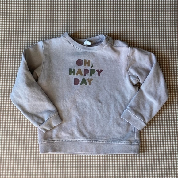 Quincy Mae “OH HAPPY DAY” organic cotton blend pullover sweatshirt. 24 months - Picture 1 of 11